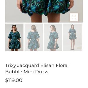 Sugarlips Trixy Jacquard Floral Mini Dress - Blue and Green